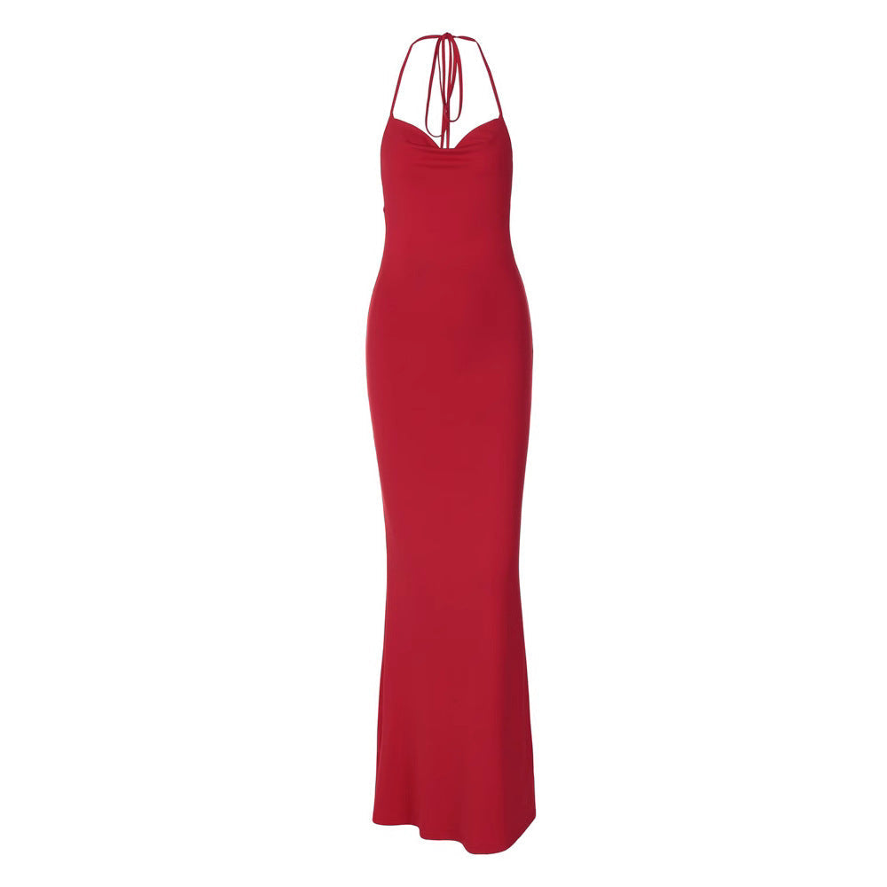 Damen Maxikleid mit spitzen Trägern und figurbetonendem Schnitt R&B