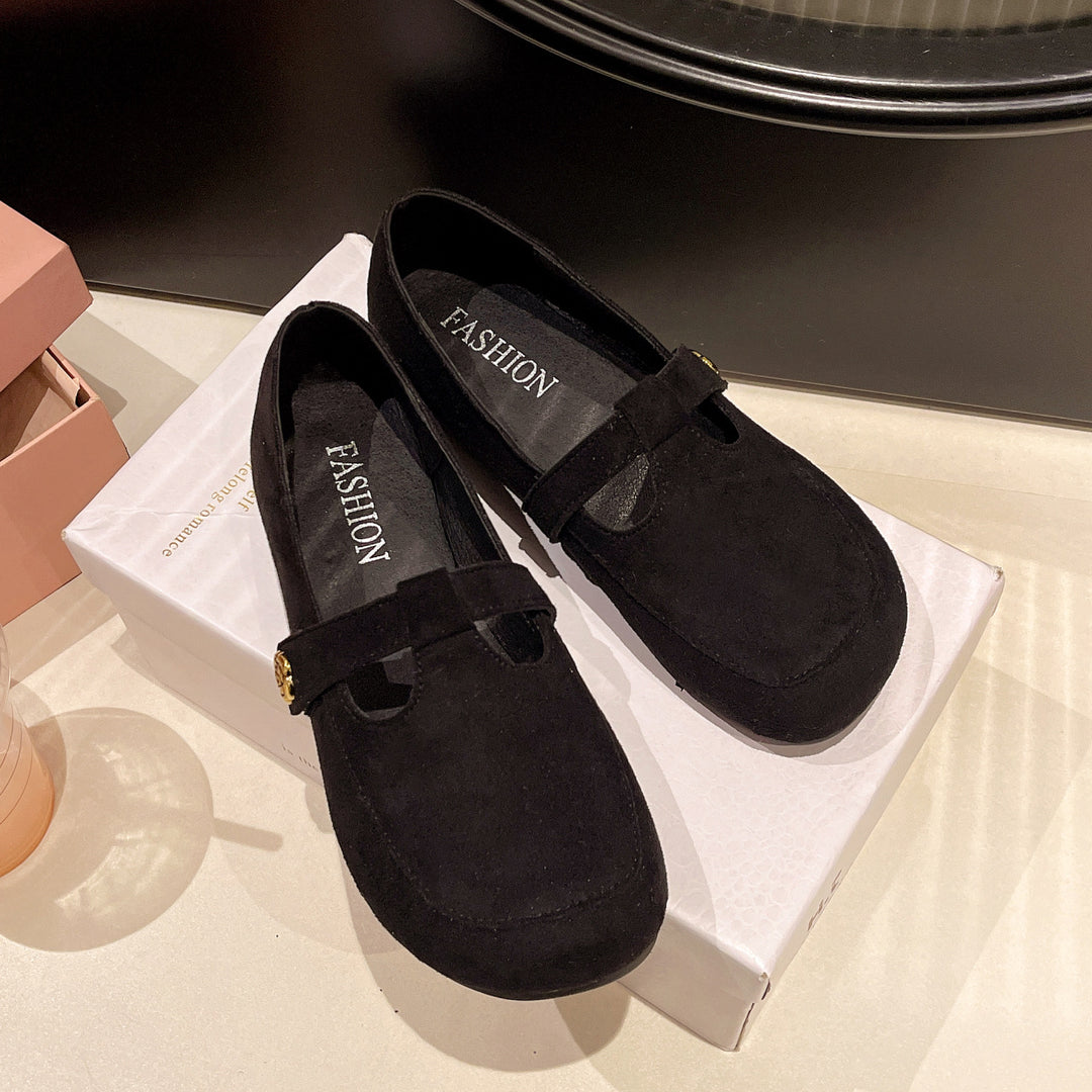 Damen Ballerinas mit eleganter Schnalle und weichem Veloursleder R&B