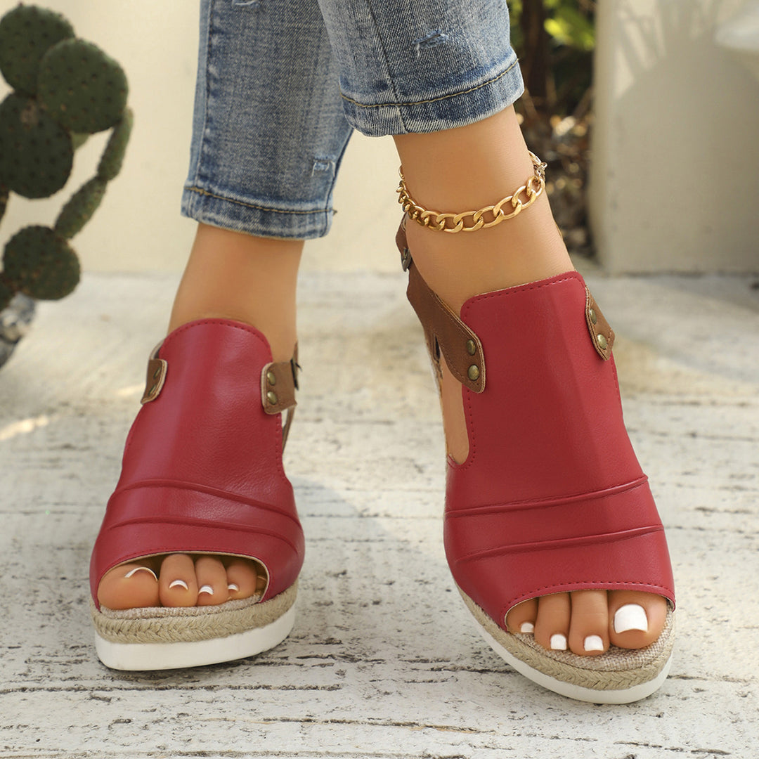 Damen modische Keilsandalen mit verstellbarem Riemen und hochwertiger Sohle R&B