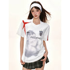 Damen nan Retro-Fußballtrikot mit Polokragen, Sublimationsdruck und lockerer Passform R&B