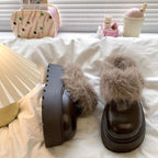 Damen Flauschige Clogs mit robustem Design und weichem Kunstfellrand R&B