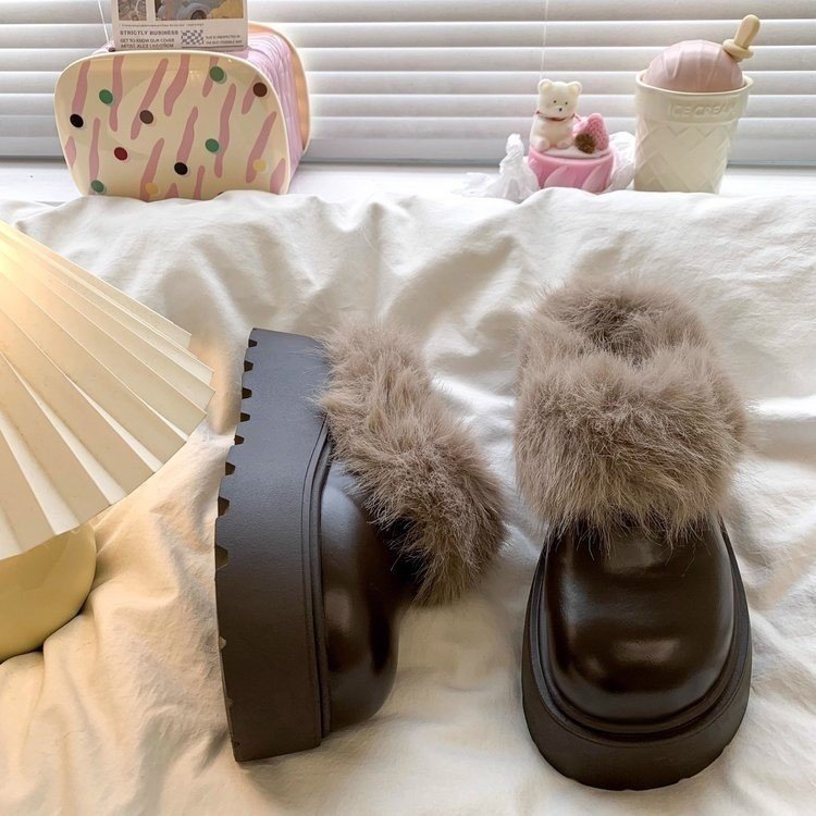 Damen Flauschige Clogs mit robustem Design und weichem Kunstfellrand R&B
