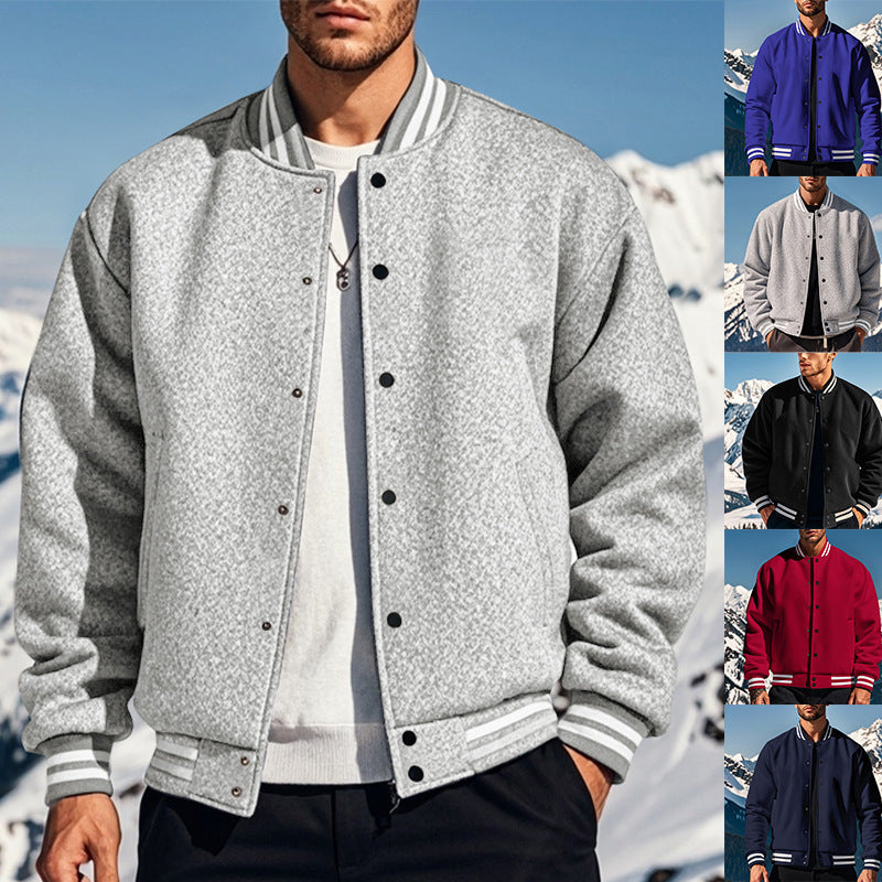 Herren nan stylische College-Varistyjacke mit geripptem Kragen, elastischen Bündchen und wärmender Thermowattierung R&B