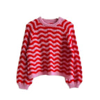 Damen Strickpullover mit wellenförmigem Muster und großzügigem Schnitt