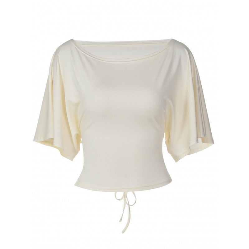 Damen asymmetrisches Crop-Top mit weitem Schnitt und fließenden Ärmeln R&B