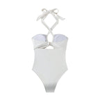 Damen Einteiler Badeanzug mit modischem Wickeldesign und aufregenden Cut-Out-Details R&B