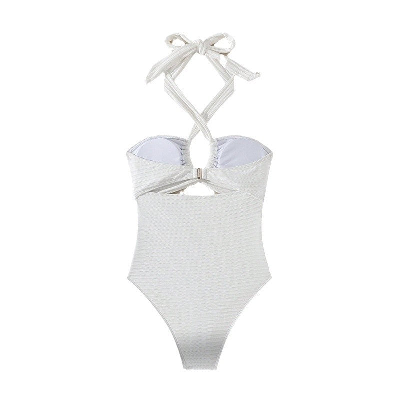 Damen Einteiler Badeanzug mit modischem Wickeldesign und aufregenden Cut-Out-Details R&B
