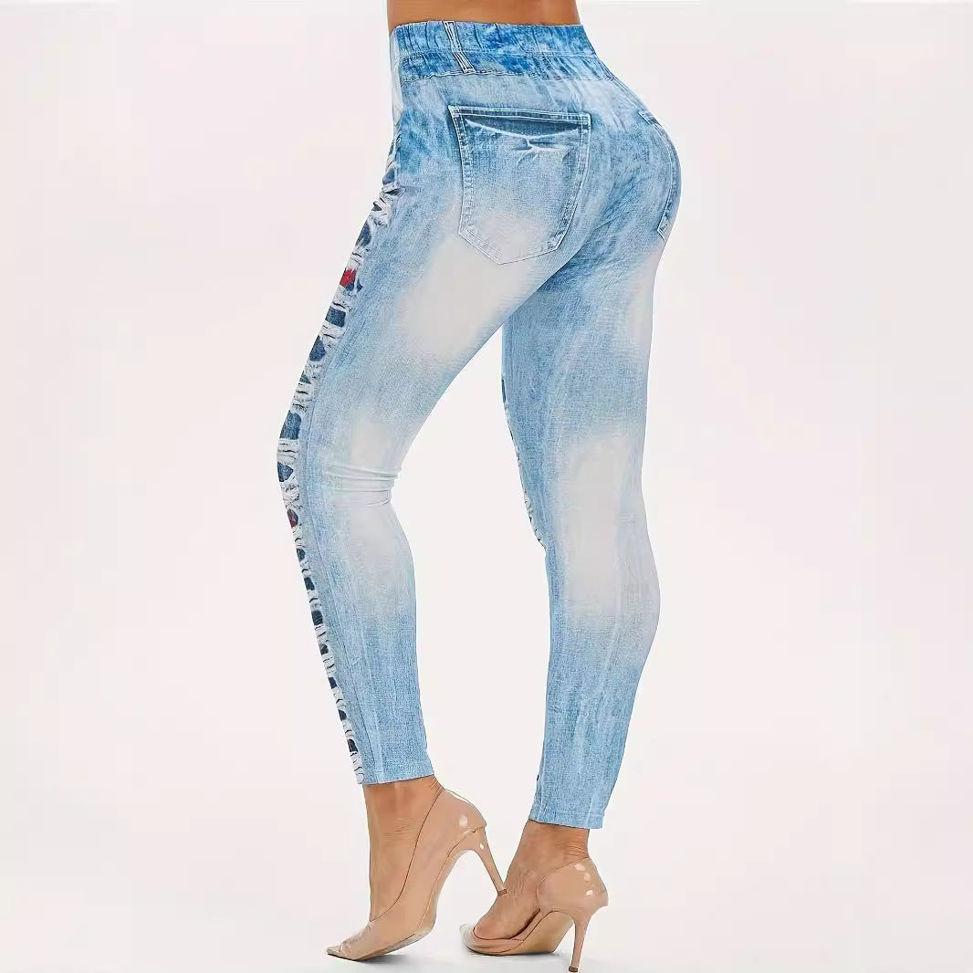 Damen Leggings mit coolen Destroyed-Details und hohem Bund R&B