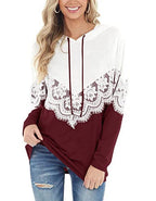Damen Eleganter Hoodie mit Spitzenapplikationen R&B