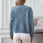 Damen modischer Pullover mit aufwendigem Strickdesign und Glitzerelementen