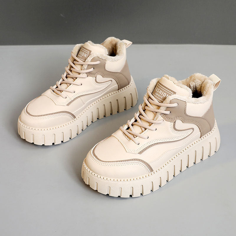 Damen warme High-Top Sneakers mit kuscheligem Innenfutter und innovativem Sohlenprofil R&B
