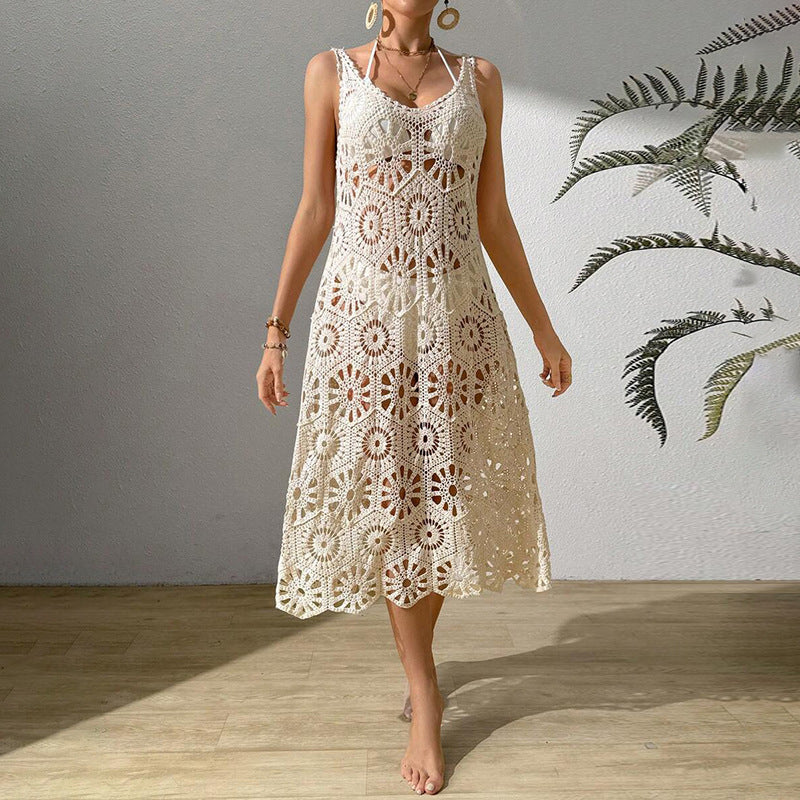 Damen luftiges Häkel-Maxikleid R&B