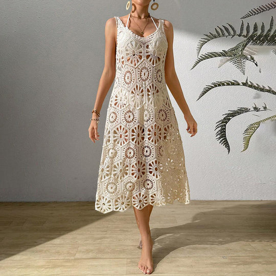 Damen luftiges Häkel-Maxikleid R&B