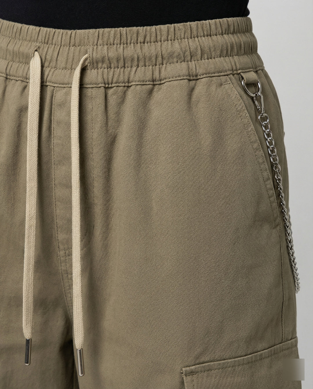 Damen utilitaristische weit geschnittene Cargo-Hose mit hohem Bund Kordelzug und Saumverstellung R&B