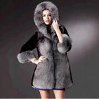 Damen Eleganter und warmer Kunstpelzparka mit Kapuze