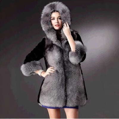 Damen Eleganter und warmer Kunstpelzparka mit Kapuze