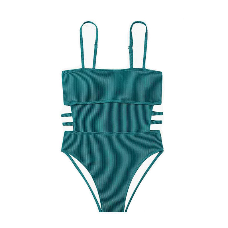 Damen Einteiler Badeanzug mit elegantem Rippendesign und figurschmeichelnder Silhouette R&B