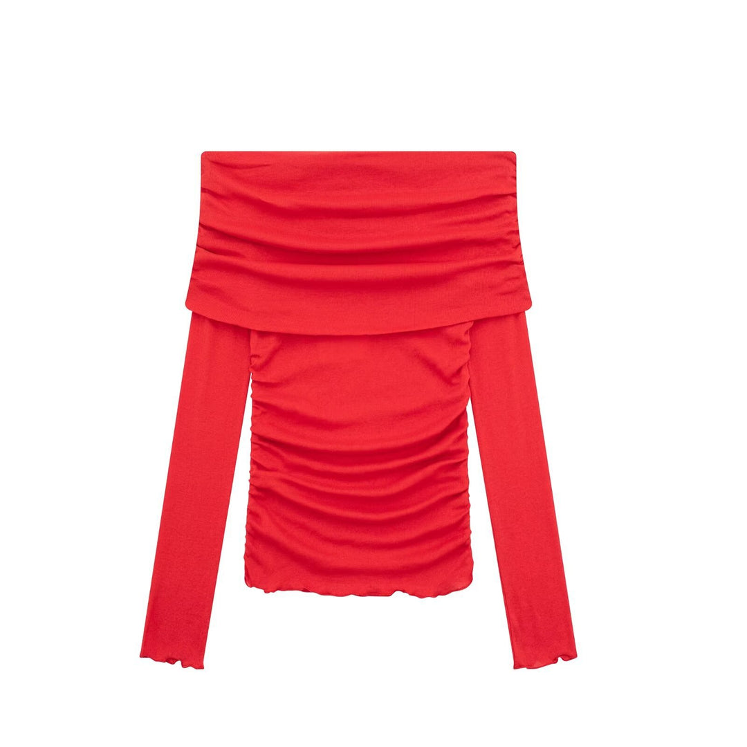 Damen Off-Shoulder Bluse mit Raffung R&B