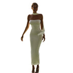 Damen elegantes Maxikleid mit hohem Kragen und figurformendem Schnitt R&B