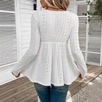Damen Bluse mit romantischen Häkel- und Spitzelementen R&B