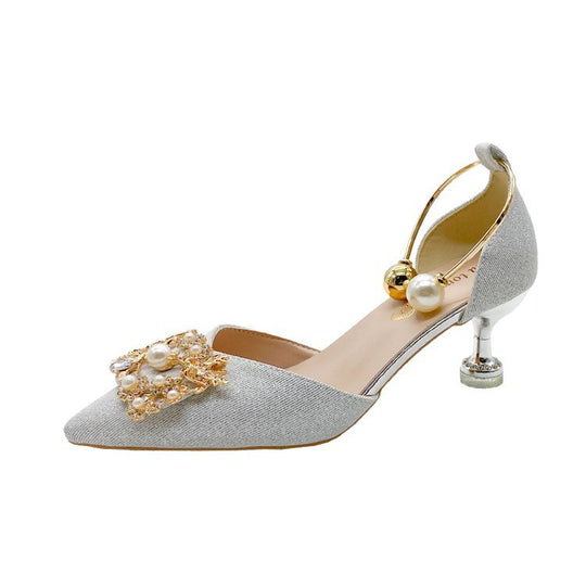 Damen elegante Slingback-Pumps mit luxuriösem Perlenschmuck R&B