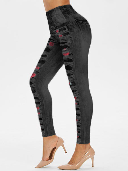 Damen Leggings mit coolen Destroyed-Details und hohem Bund R&B