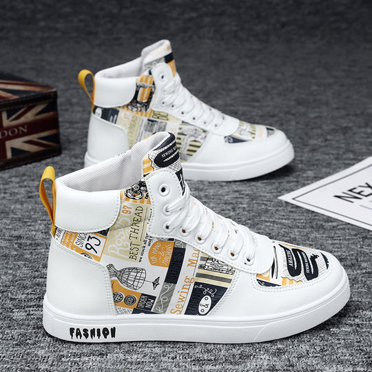 Herren Modische High-Top Sneakers mit einzigartigem Grafikdesign R&B