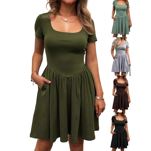 Damen Kurzarm Kleid R&B