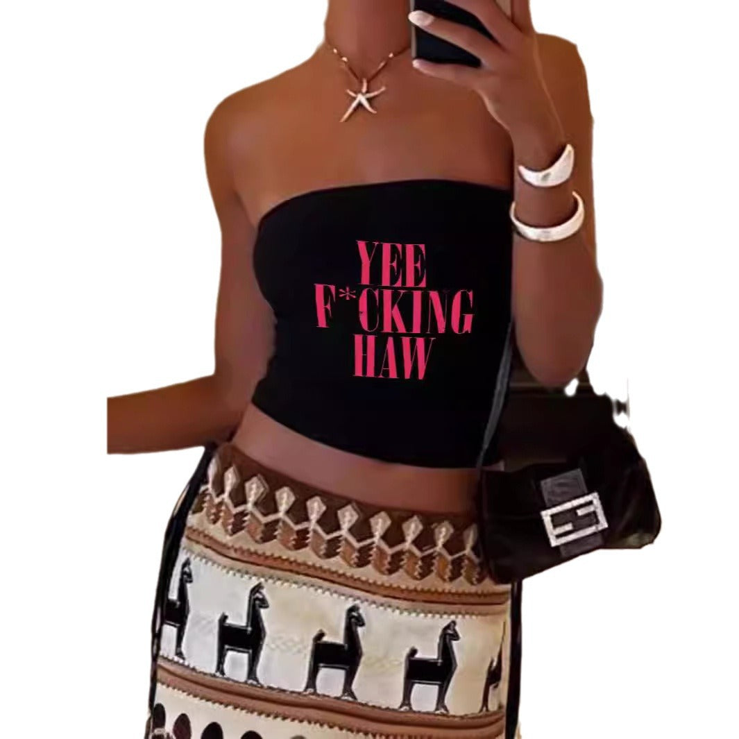 Damen Bandeau-Top mit maritimen Motiv und elastischem Material R&B