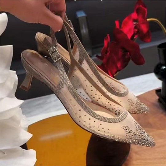 Damen elegante Slingback Pumps mit funkelnden Strass-Akzenten R&B