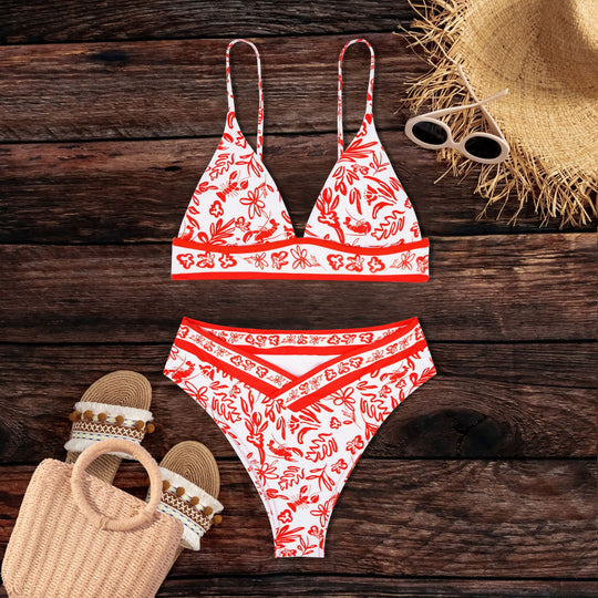 Damen Bikini mit floralem Design und sportlichem Schnitt R&B