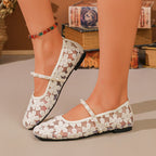 Damen Ballerinas mit zarten Spitzenmotiven R&B