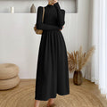 Damen Maxi-Kleid mit langem Arm und elastischem Saum