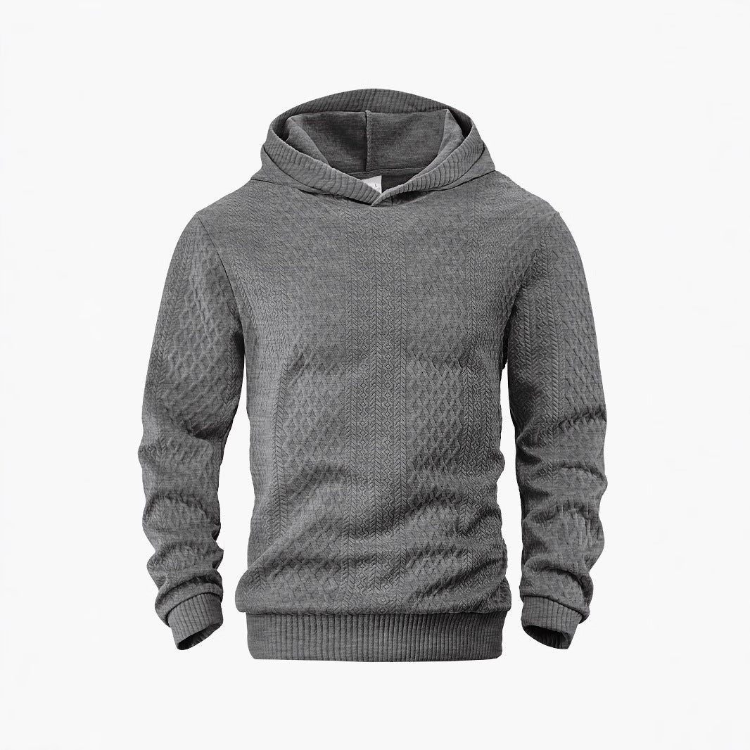 Herren nan strukturierter Schlauchkragen-Pullover mit Kapuze und Waben-Jacquard R&B