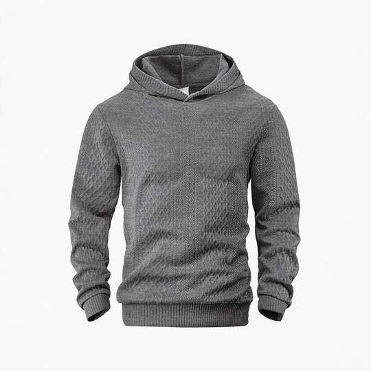 Herren nan strukturierter Schlauchkragen-Pullover mit Kapuze und Waben-Jacquard R&B