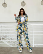 Damen modisches Ensemble mit floralem Muster und weitem Schnitt R&B