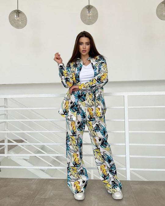 Damen modisches Ensemble mit floralem Muster und weitem Schnitt R&B