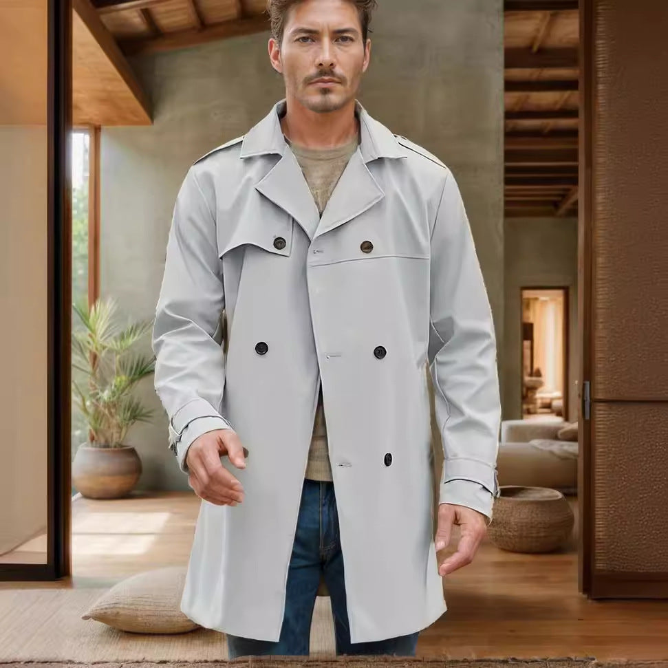 Herren modischer Trenchcoat mit praktischen Seitentaschen und abnehmbarem Innenfutter R&B