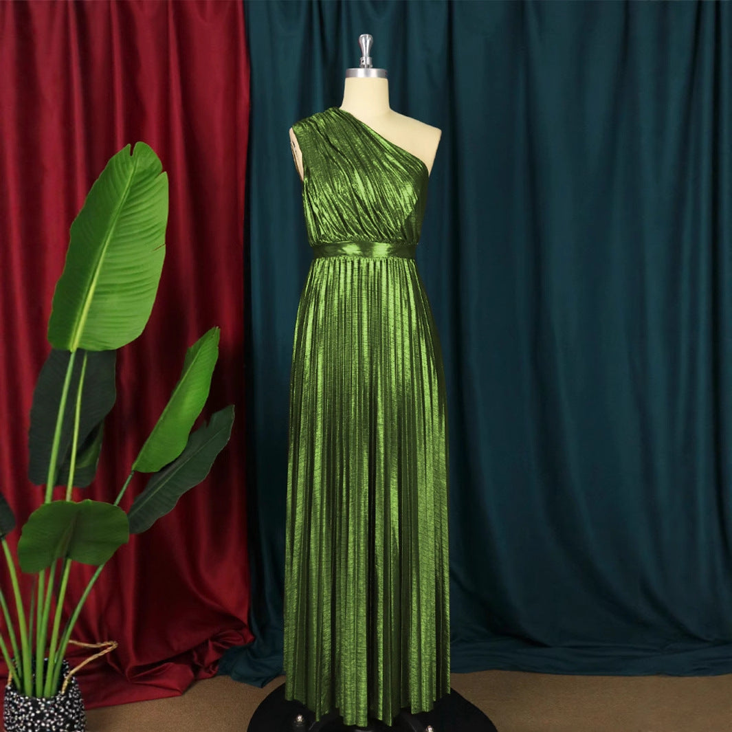 Damen plissiertes Abendkleid mit schimmerndem Oberteil R&B