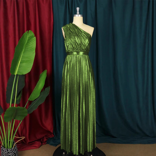 Damen plissiertes Abendkleid mit schimmerndem Oberteil R&B