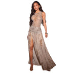 Damen Fließendes Strandkleid mit origineller Raffung und hohem Schlitz R&B