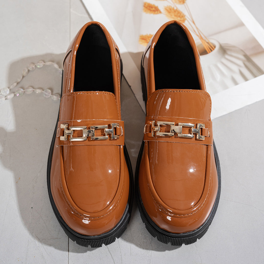 Damen Modische Loafers mit glänzender Oberflächenstruktur R&B