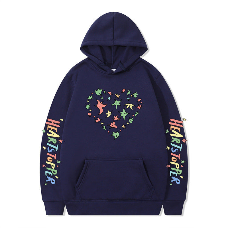 Damen Kapuzenpullover mit kreativem Herz- und Blattmotiv R&B