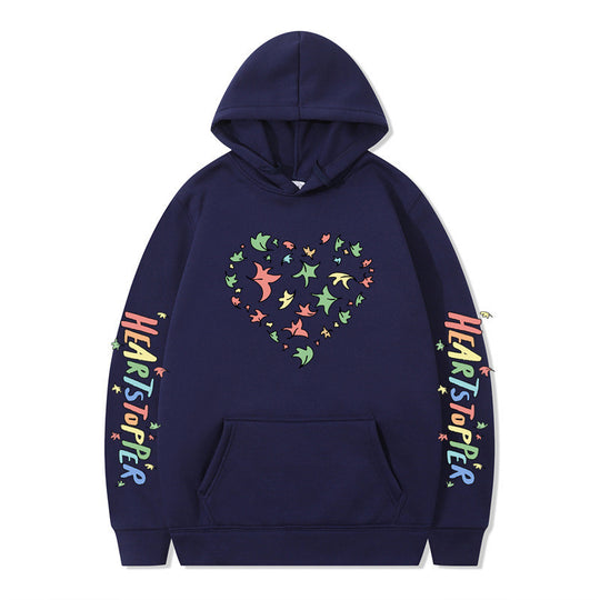 Damen Kapuzenpullover mit kreativem Herz- und Blattmotiv R&B