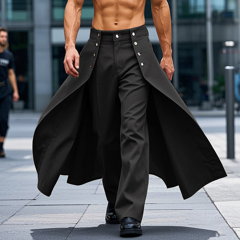 Damen nan taillenhoher ausgestellter Midi-Wickelrock mit innerer Culotte und Zierknopfleiste R&B