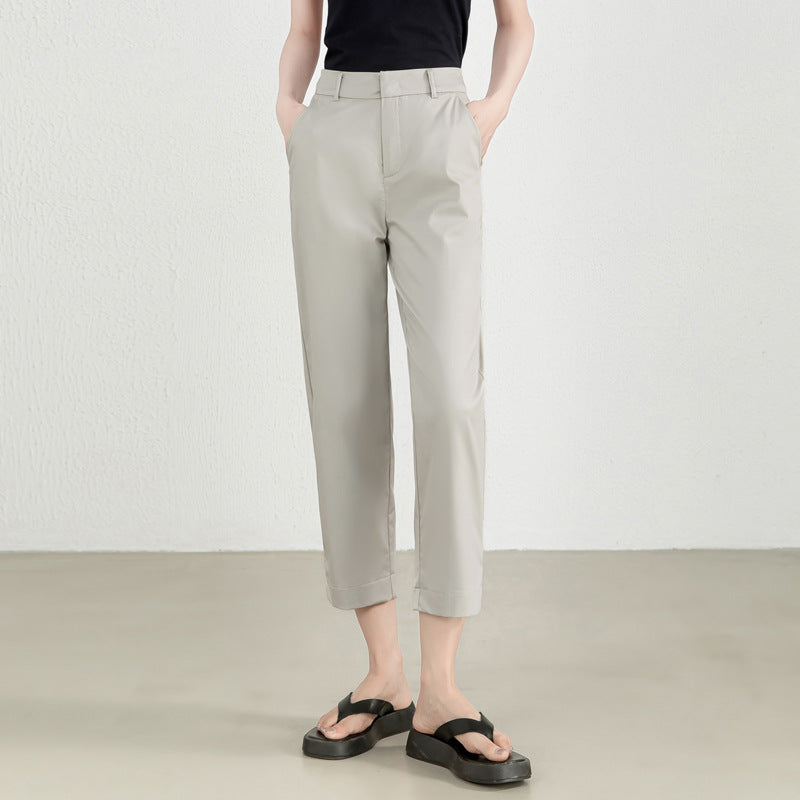 Damen elegante Stoffhose mit elastischem Bund