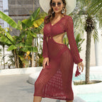 Damen gehäkelter Strandüberwurf mit Cut-Out-Details R&B