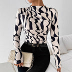 Damen Langarmshirt mit modischem Muster R&B