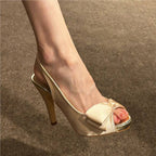 Damen Slingback High Heels mit dekorativer Schleifenapplikation R&B