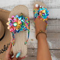 Damen Bunte Zehentrenner-Sandalen mit floralem Design R&B